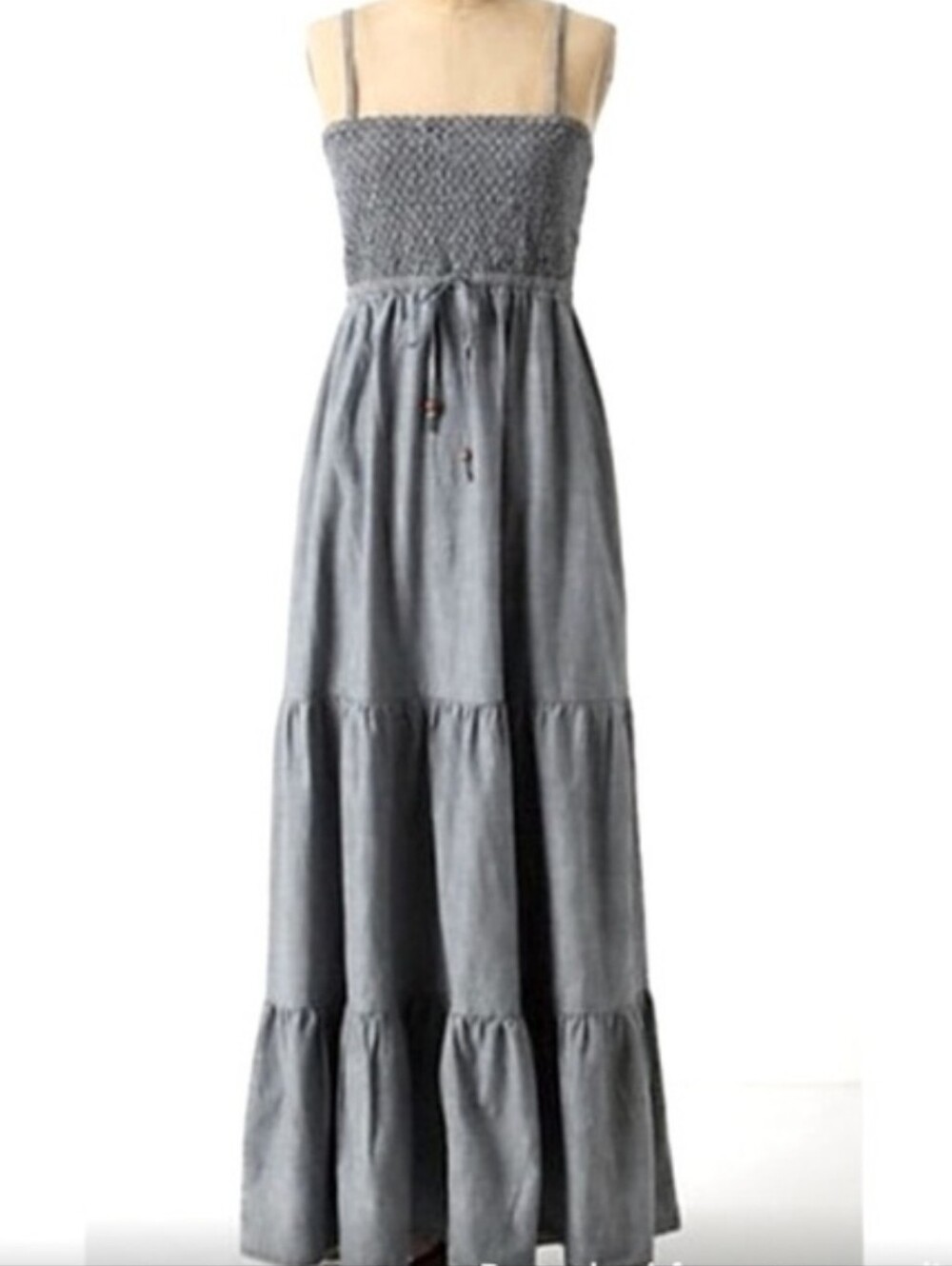 Anthropologie × Daughters Of The Liberation Chambray Maxi Dress Strapless Blue S